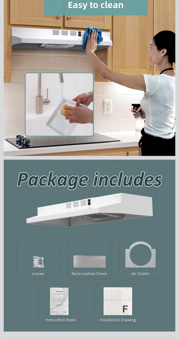 Firegas 30" White Under-Cabinet Range Hood