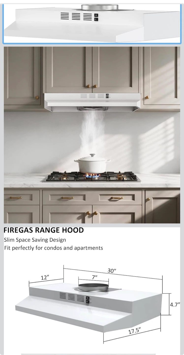Firegas 30" White Under-Cabinet Range Hood - photo 2