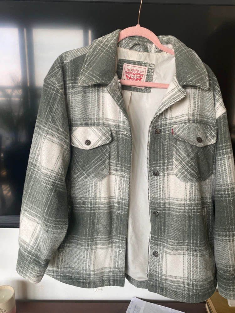 Levi's Green Plaid Zip-Up Jacket size medium