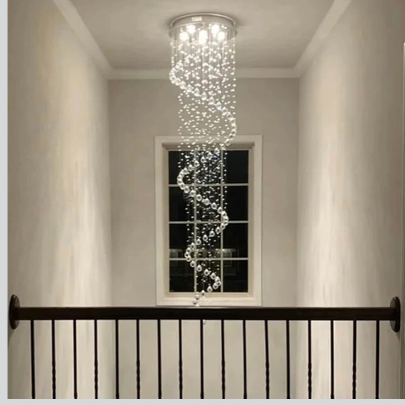 87-in Chandelier for High Ceiling, 6-Light Modern Crystal Spiral - photo 2