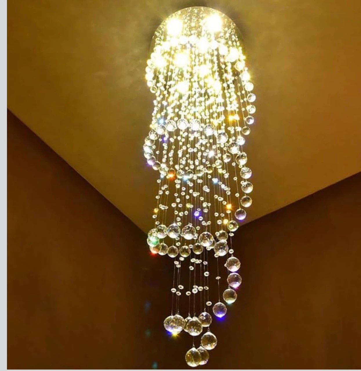 87-in Chandelier for High Ceiling, 6-Light Modern Crystal Spiral - photo 4
