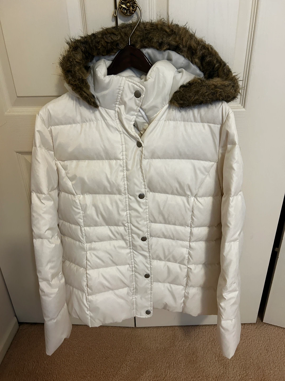 NEW White Down-Filled Jacket with hood