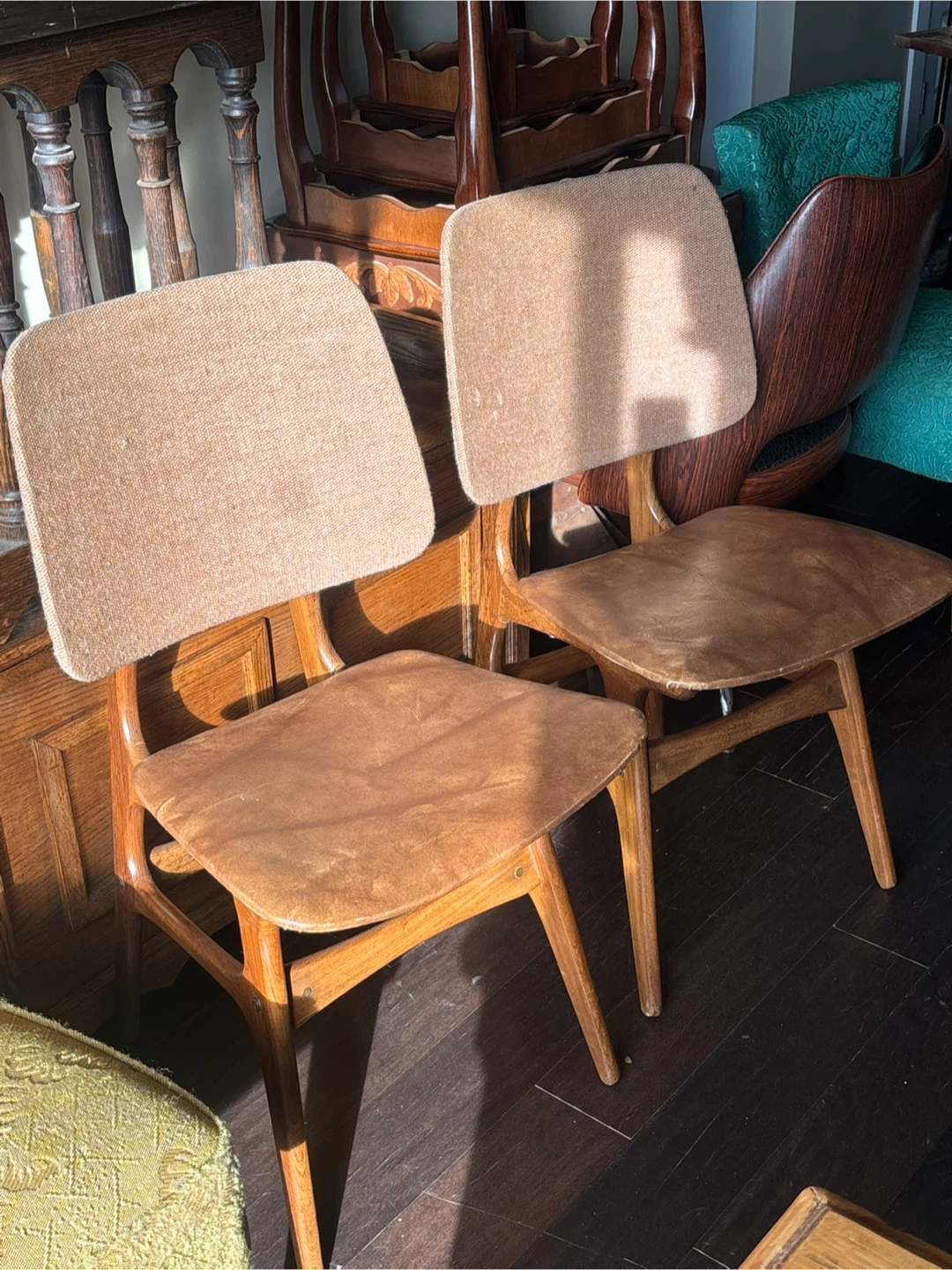 Pair of Mid-Century Modern teak Dining Chairs mcm