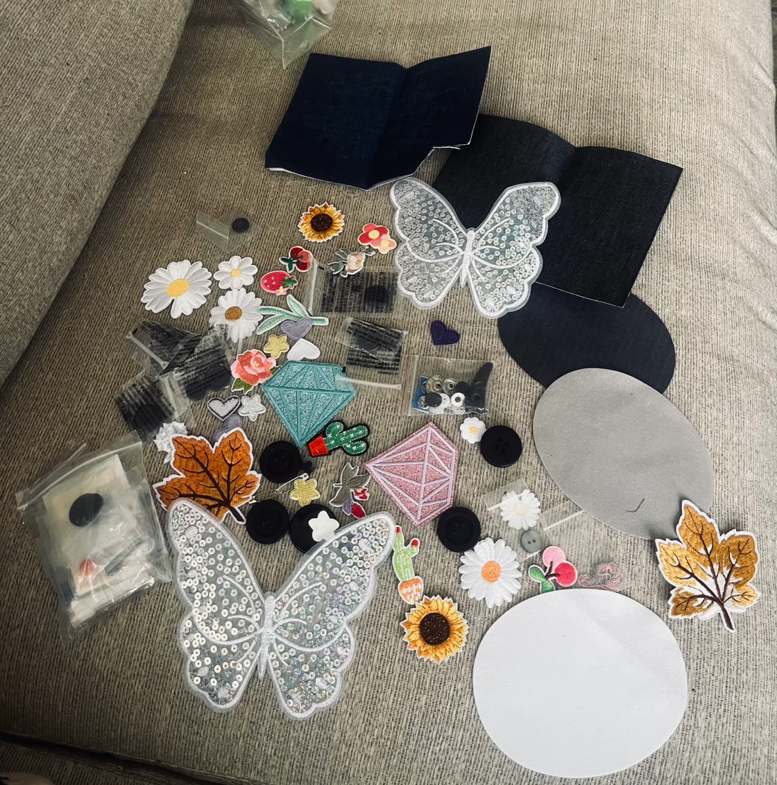 Assorted Sewing Patches and Buttons Bundle