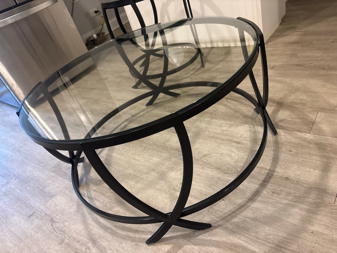 Black Metal and Glass Table Set