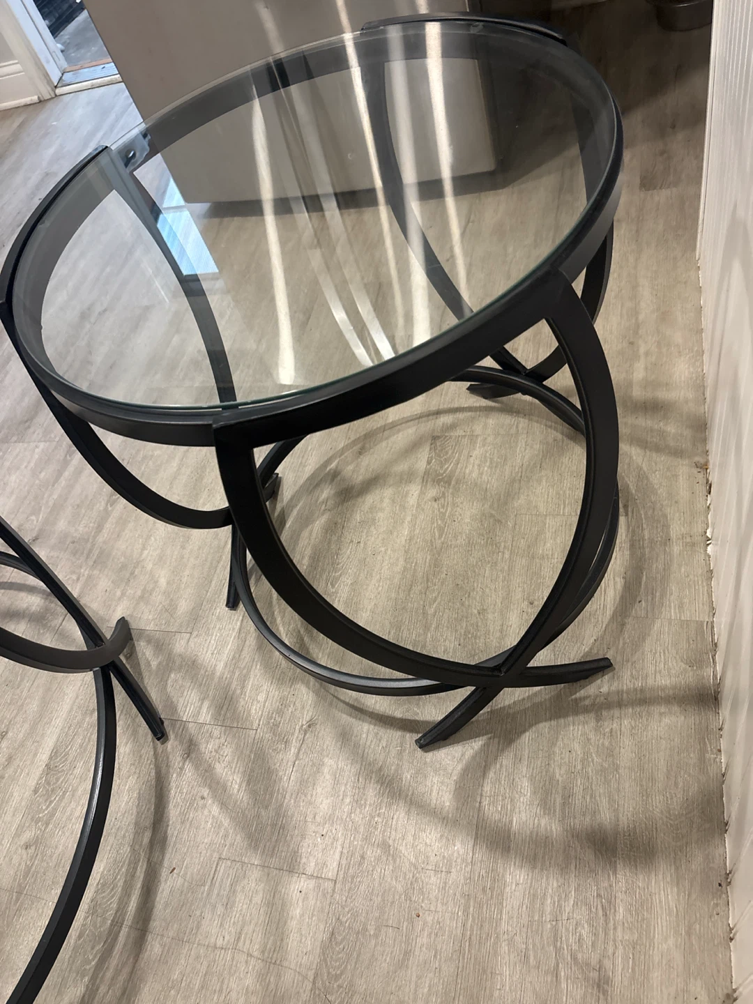 Black Metal and Glass Table Set - photo 2