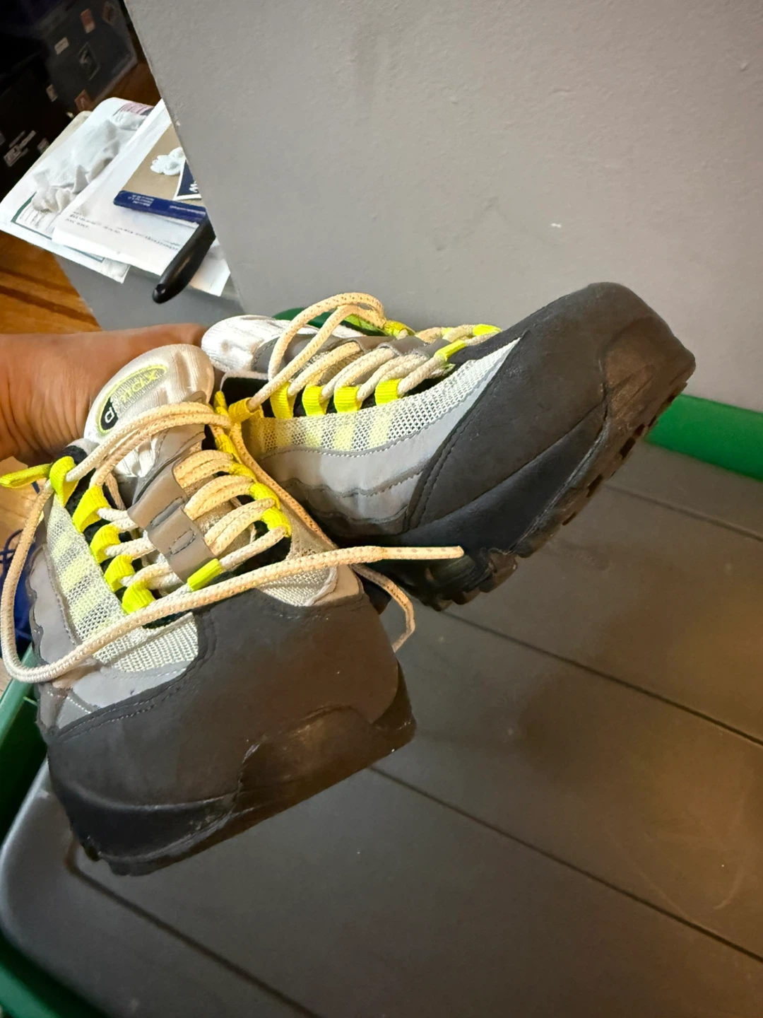 Nike Air Max 95 GS Gray and Neon Yellow - photo 3