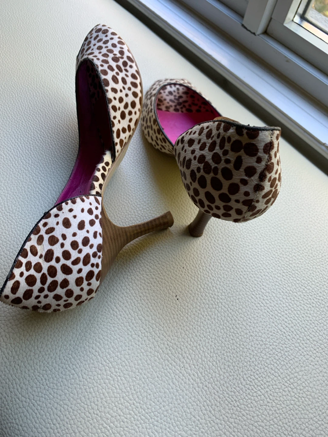Leather In Pelle Leopard Print Heels Size 40 - photo 2