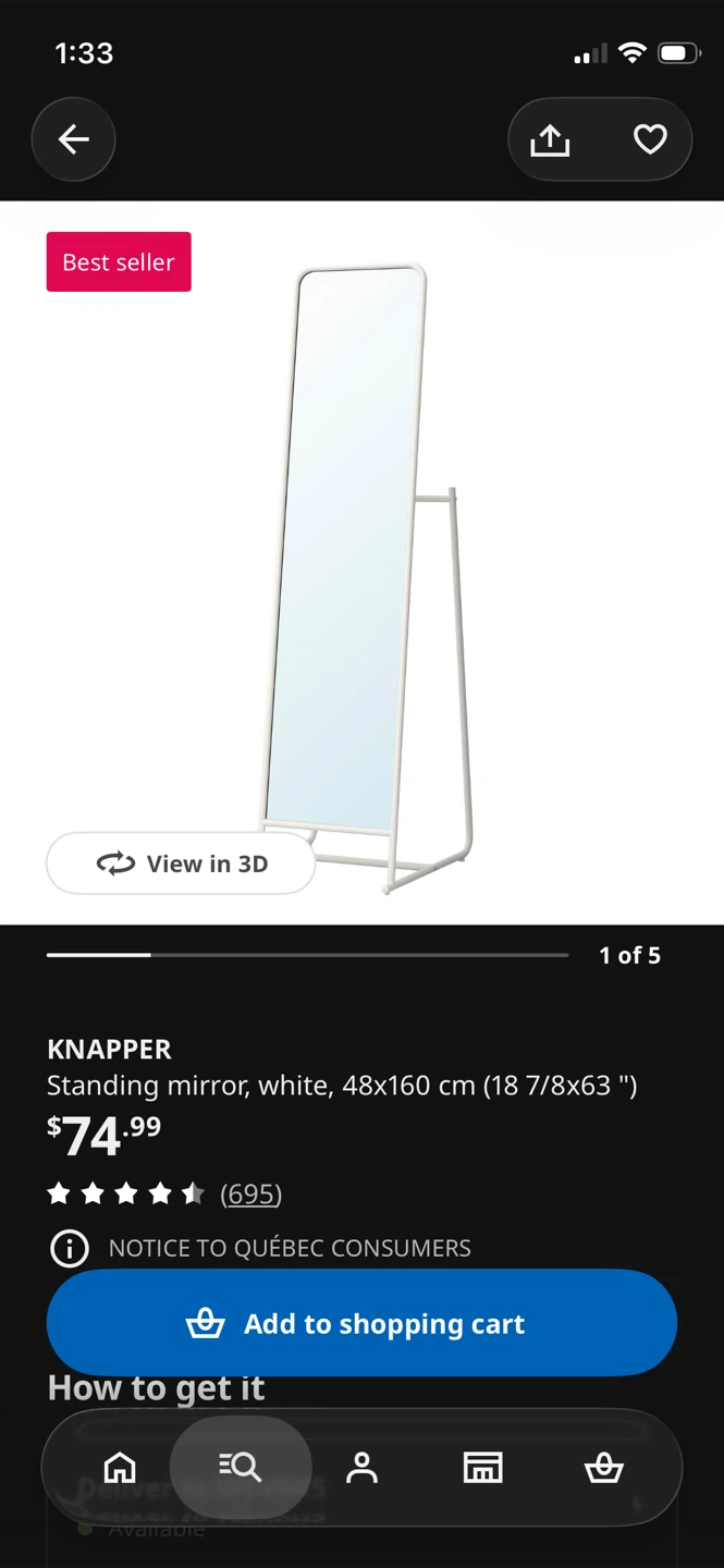 IKEA Standing Mirror - White - photo 4