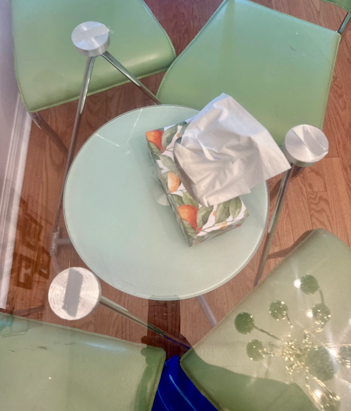 Glass Top Table with 4 Green Chairs - photo 4