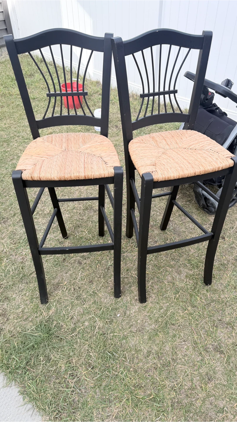 Set of Two Black Bar Stools