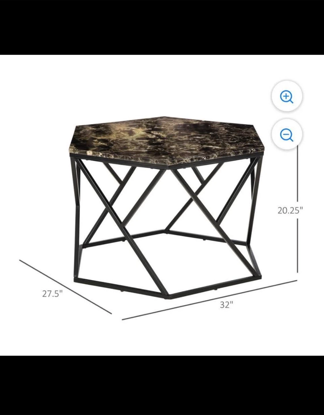 Hexagonal Faux Marble Coffee Table