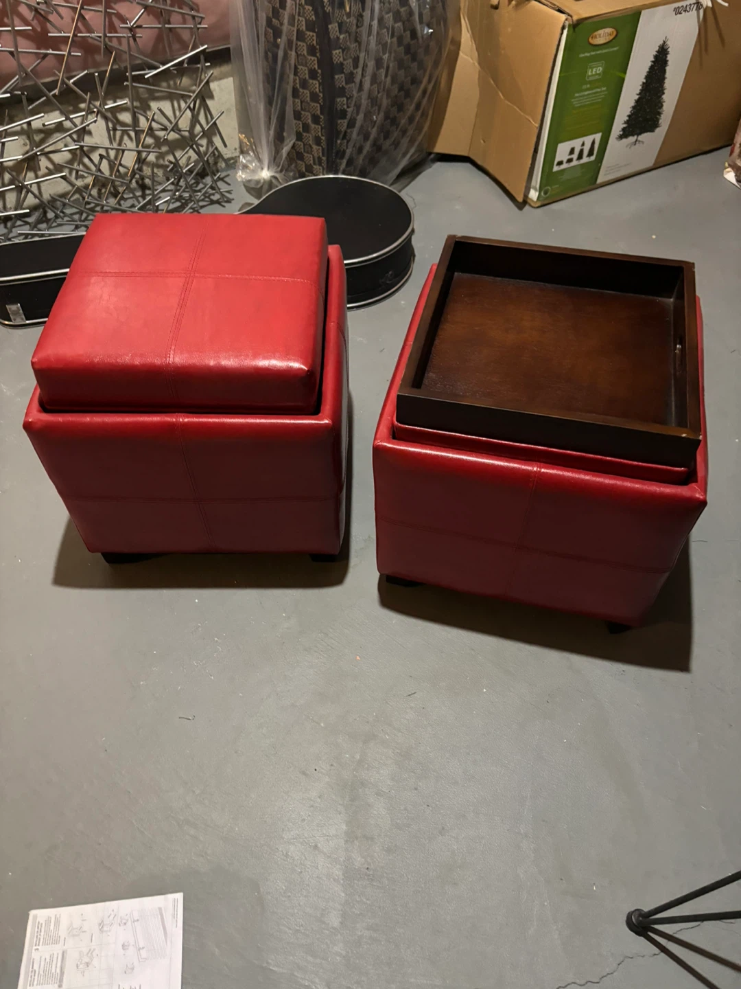 2 red storage ottoman - photo 2
