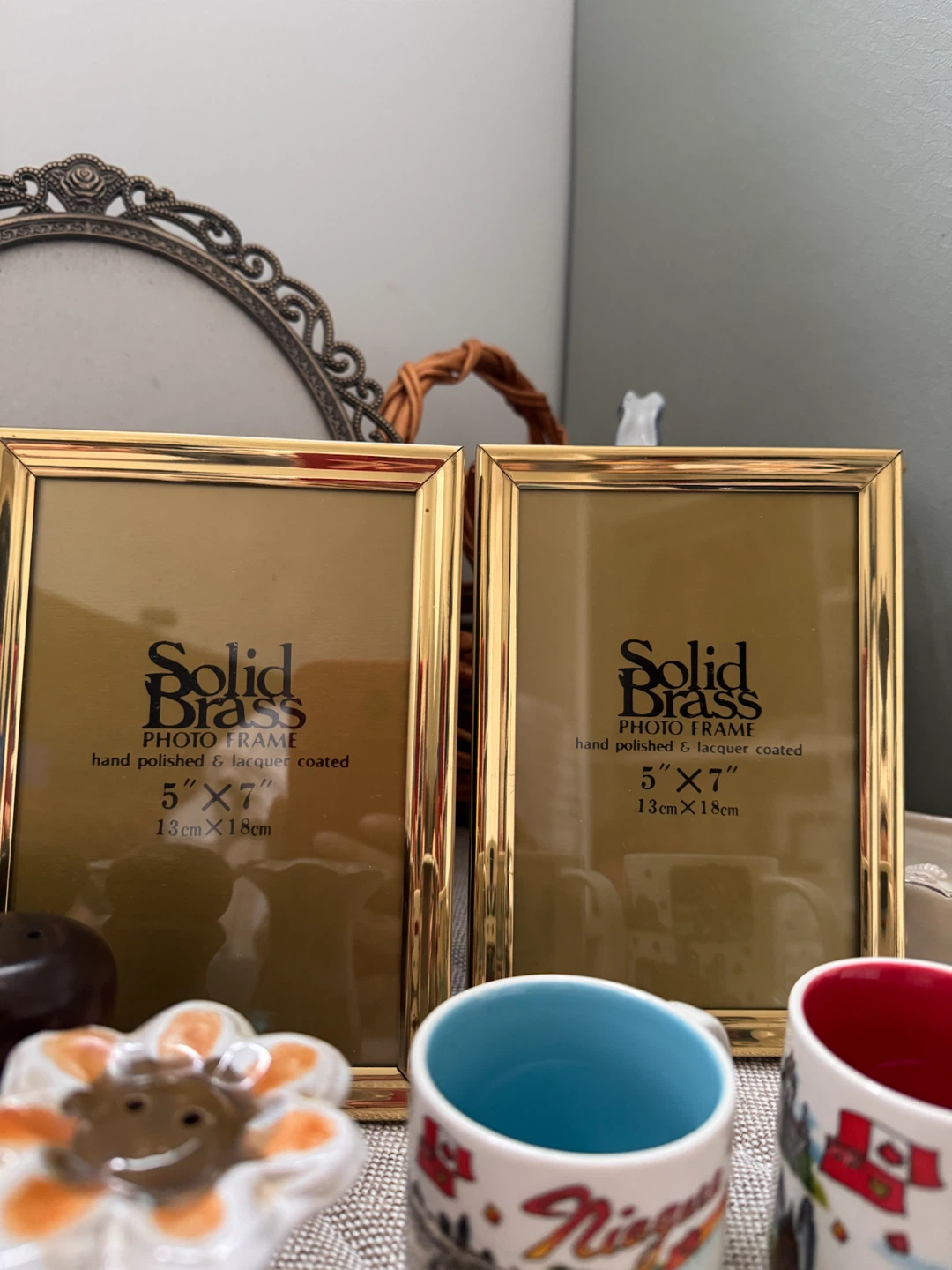 Set of 2 Solid Brass Photo Frames 5x7