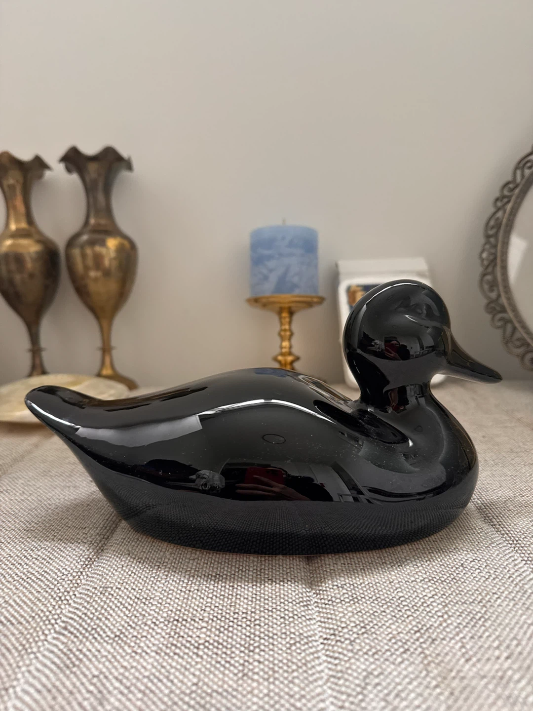 1990’s Vintage Black Ceramic Duck Figurine IKEA