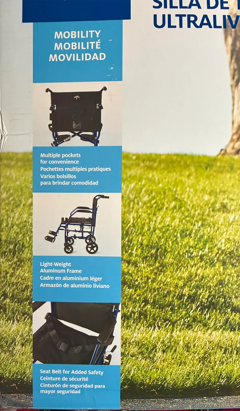 Transport Wheelchair new folding 19 inch Medline East York - photo 3