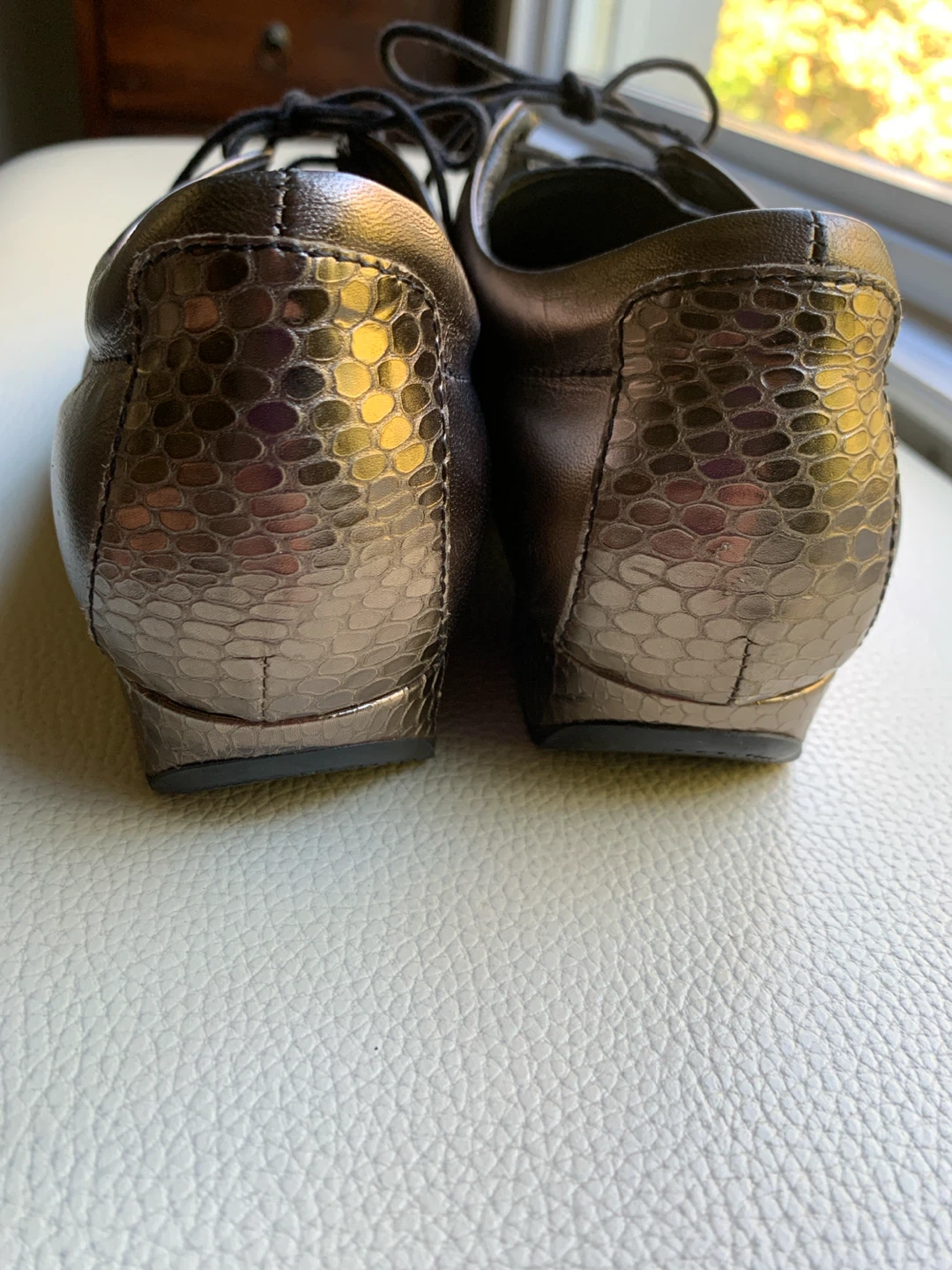 Leather Roberto Capucci Metallic Leather Lace-Up Shoes - photo 3