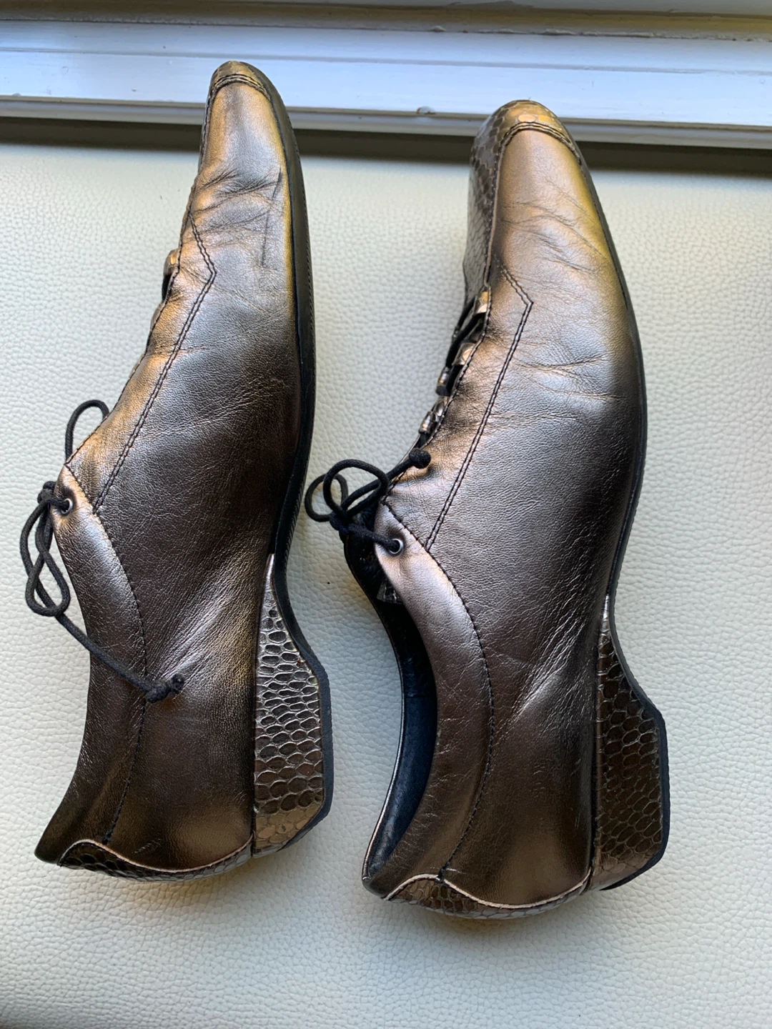 Leather Roberto Capucci Metallic Leather Lace-Up Shoes - photo 4