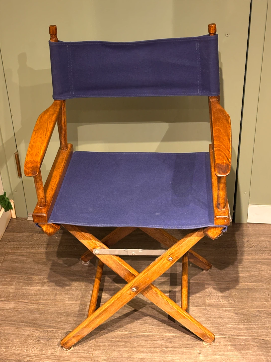 Vintage Pier 1 Solid Wood Director’s Chair – Royal Blue Canvas