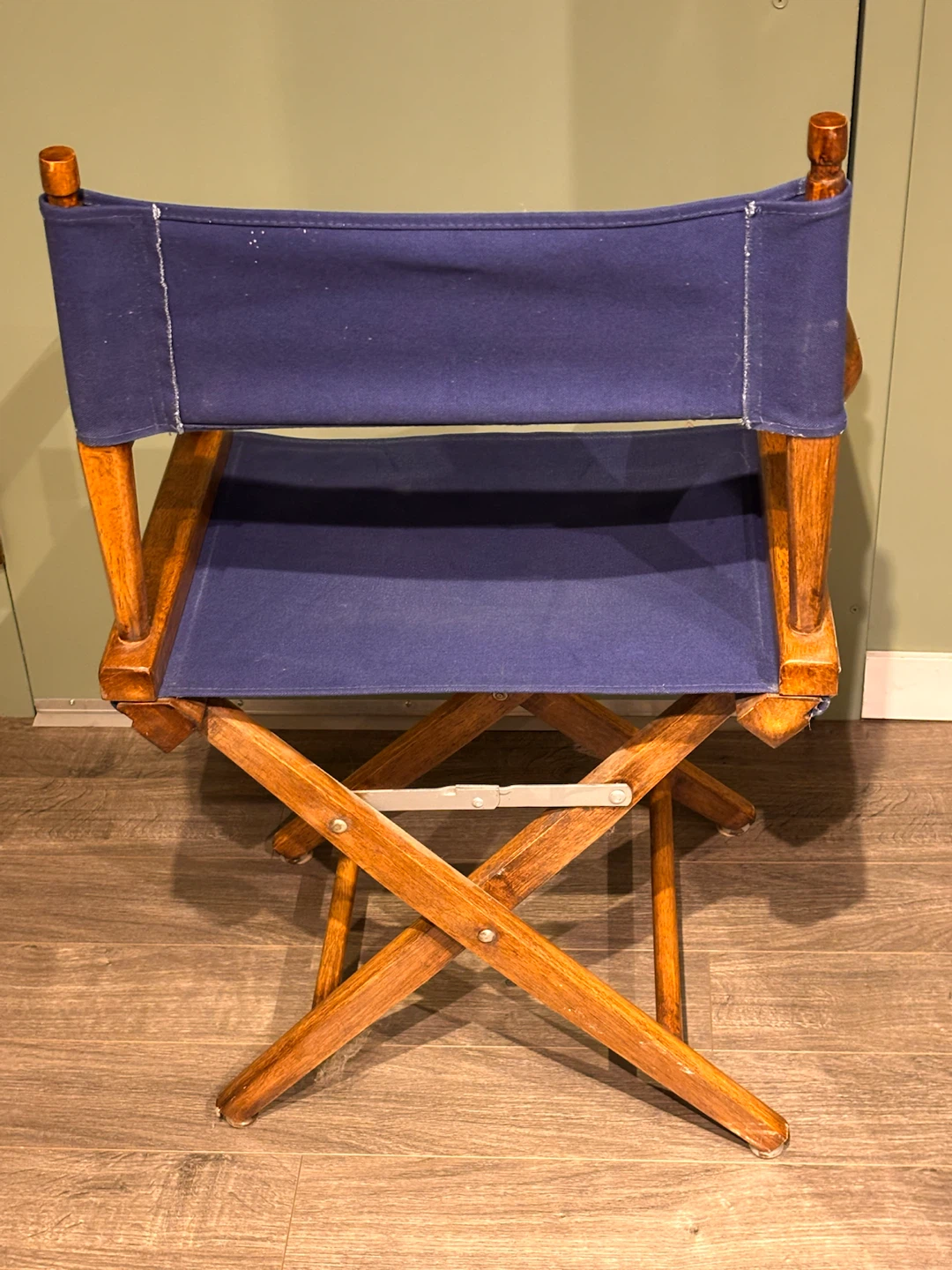 Vintage Pier 1 Solid Wood Director’s Chair – Royal Blue Canvas - photo 3