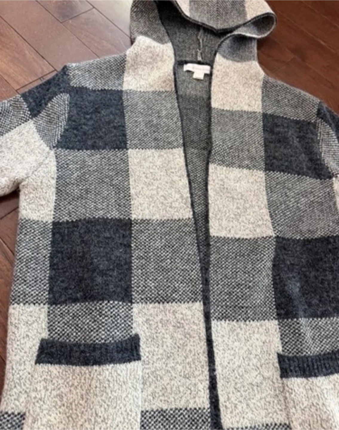 Women’s SMALL Hooded Buffalo Check Cardigan - photo 2