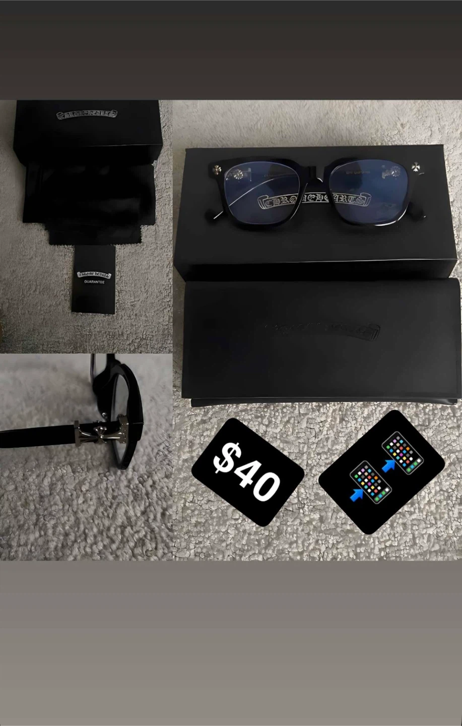 Black Chrome Hearts Glasses
