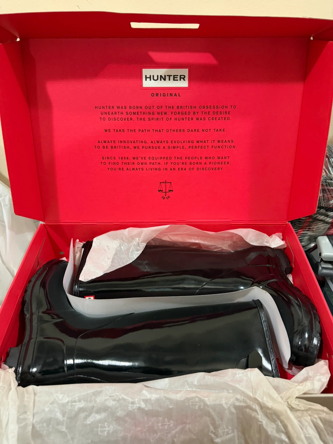 Hunter Original Back Adjustable Gloss Boots Black US 9 - photo 2