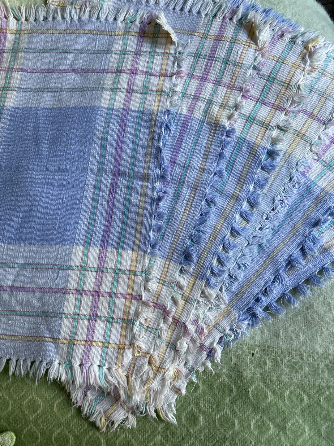 Set of 6 Plaid Fringed Placemats