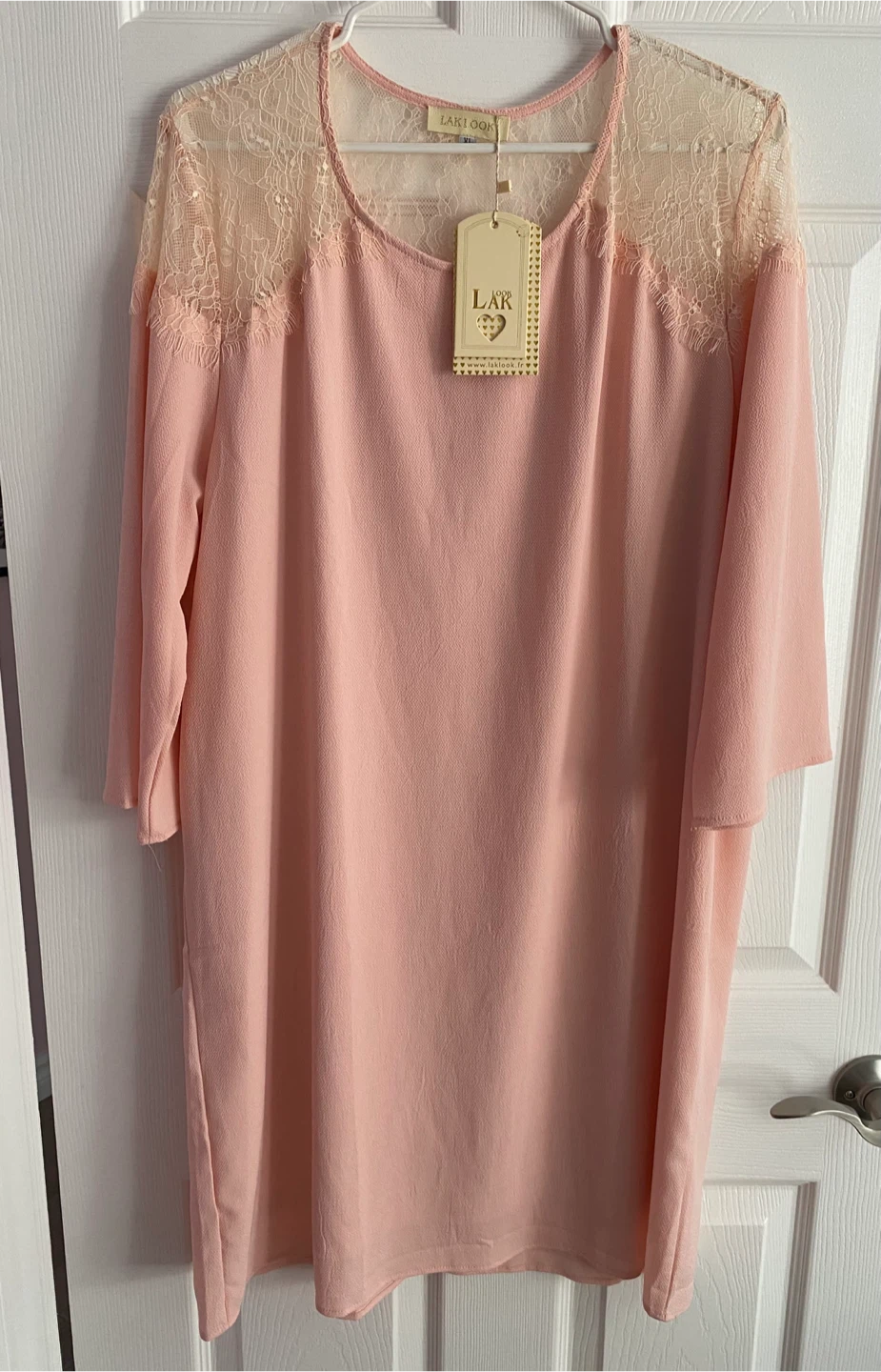 LAKLOOK Pink Lace Detail Dress - Size XL