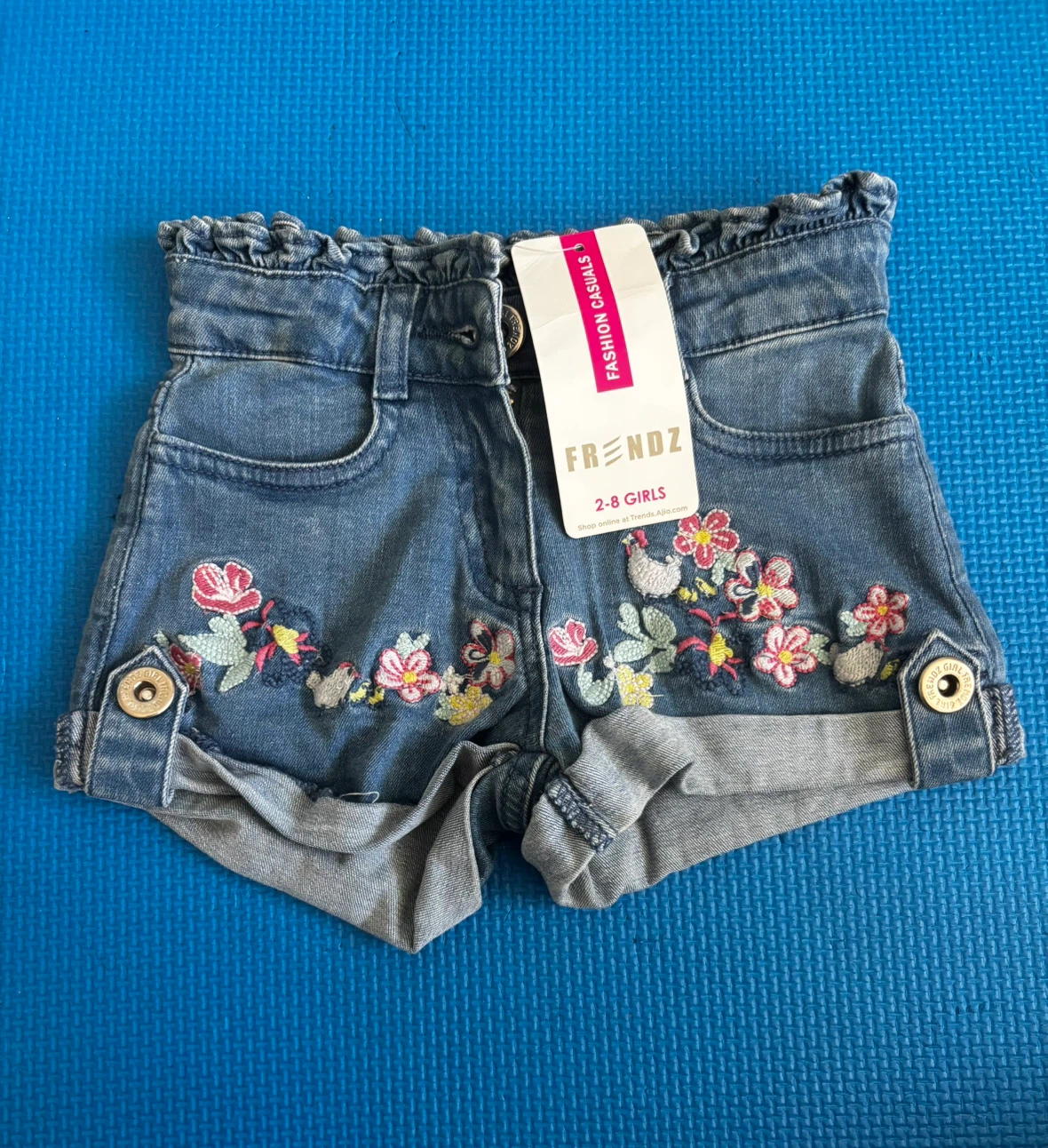 Frendz Girls Embroidered Denim Shorts