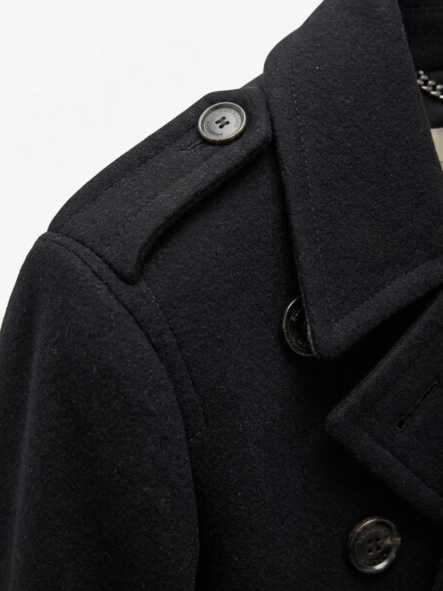 Burberry London Black Wool Cashmere Peacoat sz M - photo 4