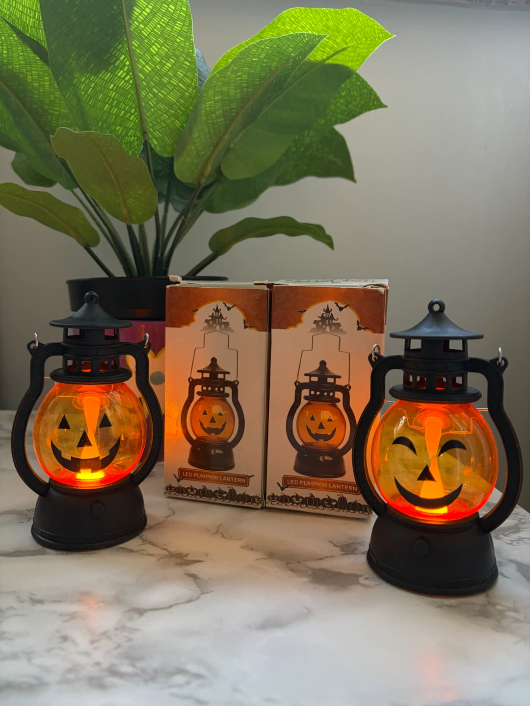 Two LED Pumpkin Lanterns