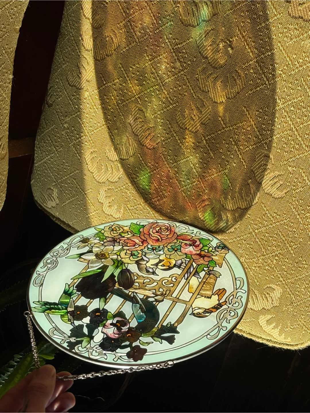 Stained Glass Style Round Bird and Floral Suncatcher - photo 3