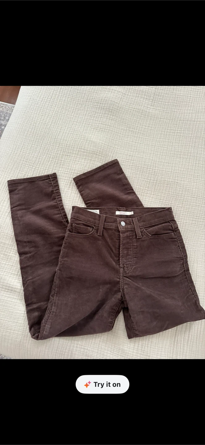 Levi’s brown corduroy wedgie straight pants size 25 - photo 2