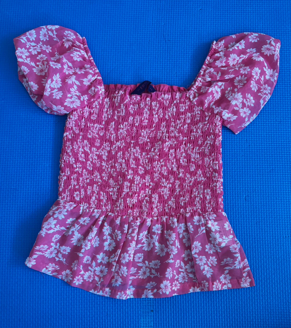 F&F Pink Floral Peplum Top