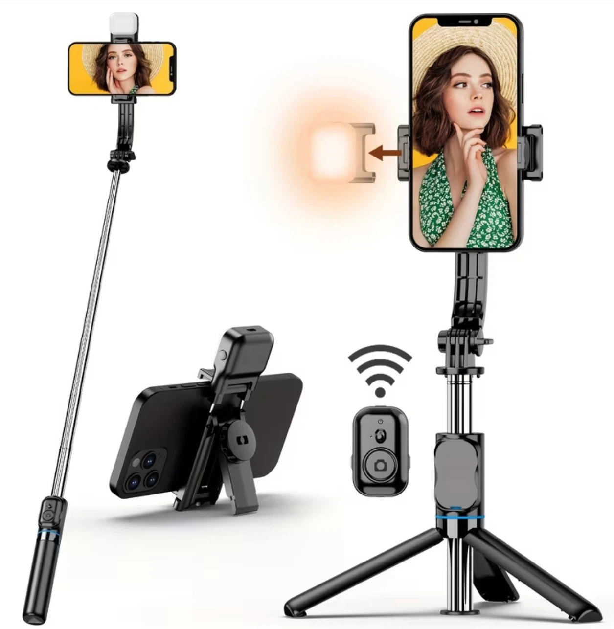 C01s Selfie Stick Tripod with Remote and Light