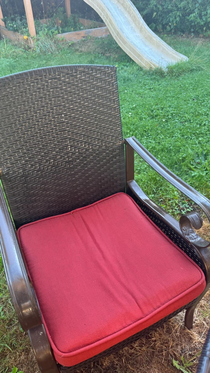Wicker Patio Chair Set with Red Cushions - photo 3