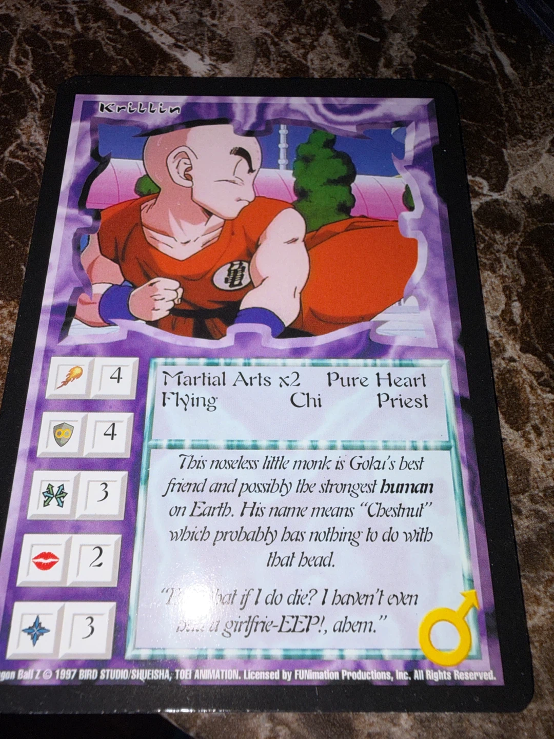 Dragon Ball Z 1997 Krillin Trading Card