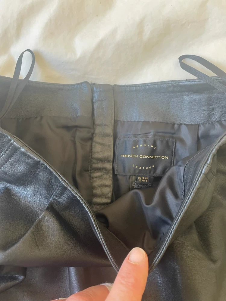 NEW FRENCH CONNECTION LADIES SIZE 8 MIDI LEATHER SKIRT - photo 5