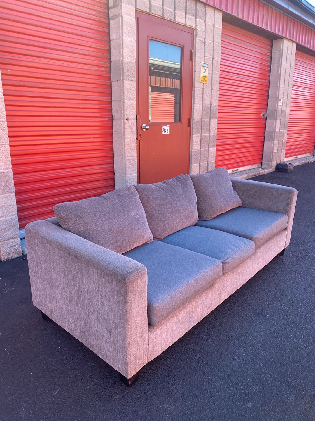 Three-Seater Grey Fabric Sofa