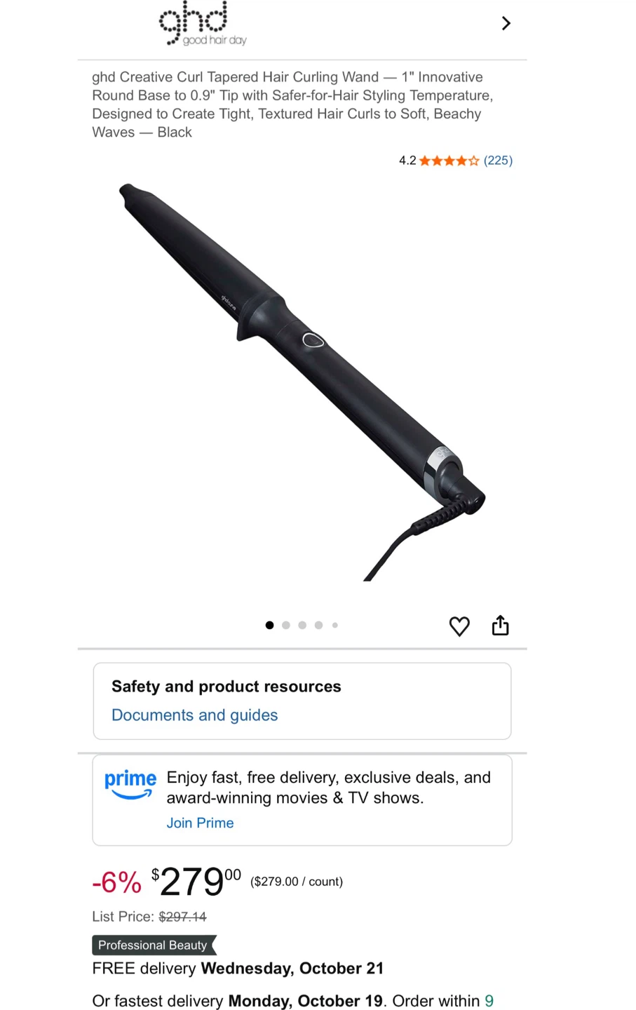 ghd Creative Curl Tapered Hair Curling Wand