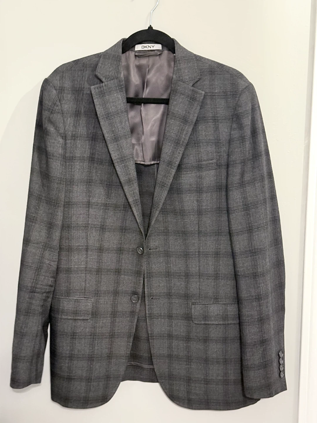 DKNY Men's 100% Wool Plaid Sport Coat Blazer - Size 40L Cleaned - photo 3