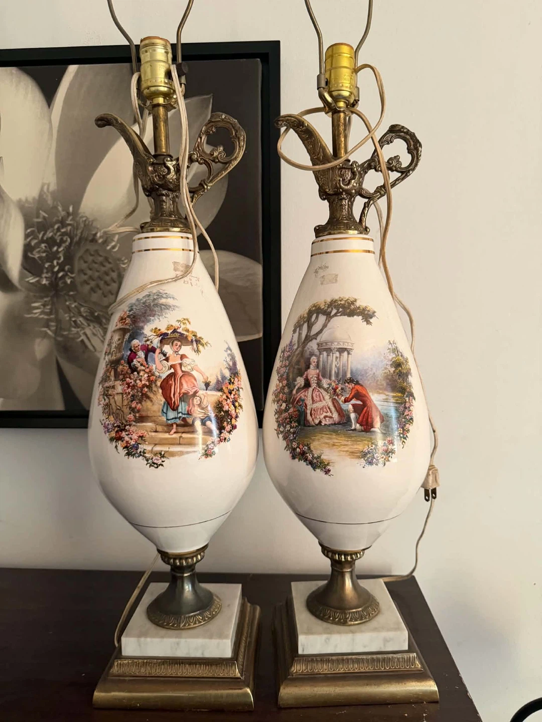lampes à poser vintage en porcelaine