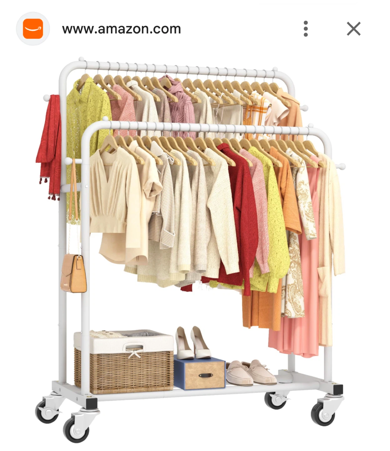 Double Rail Rolling Garment Rack