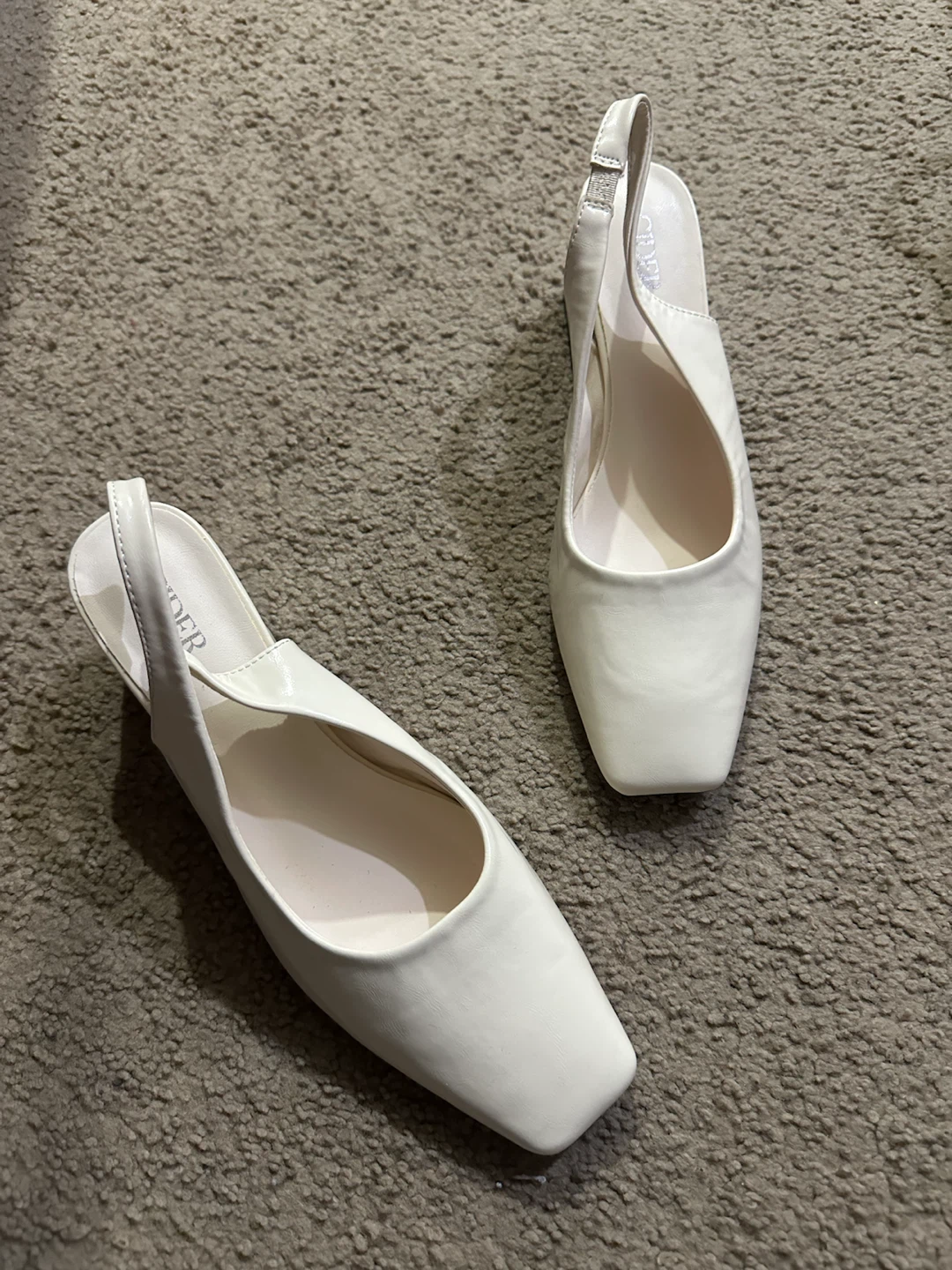 Cream Square-Toe Slingback Heels – Size 7