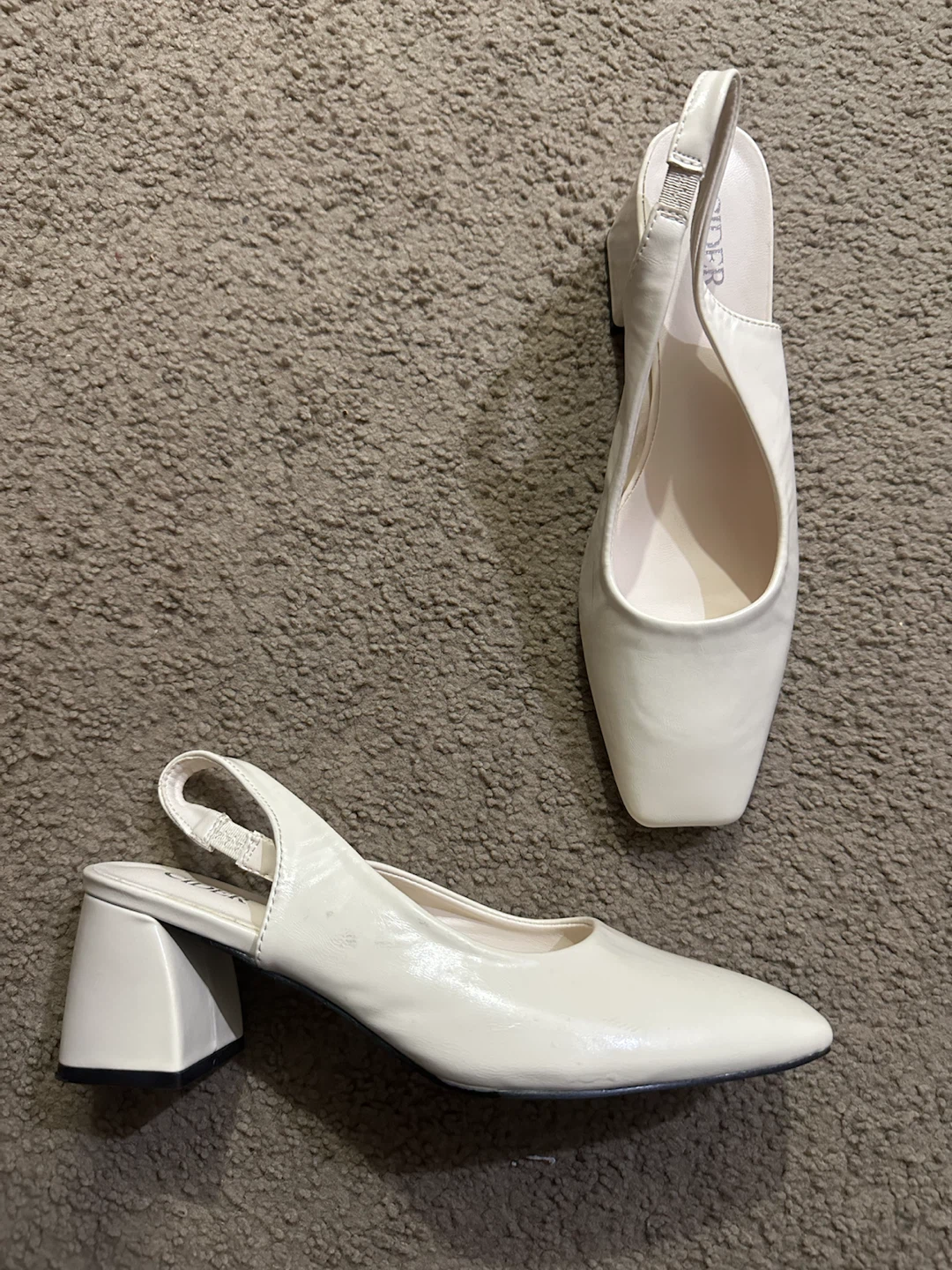 Cream Square-Toe Slingback Heels – Size 7 - photo 2