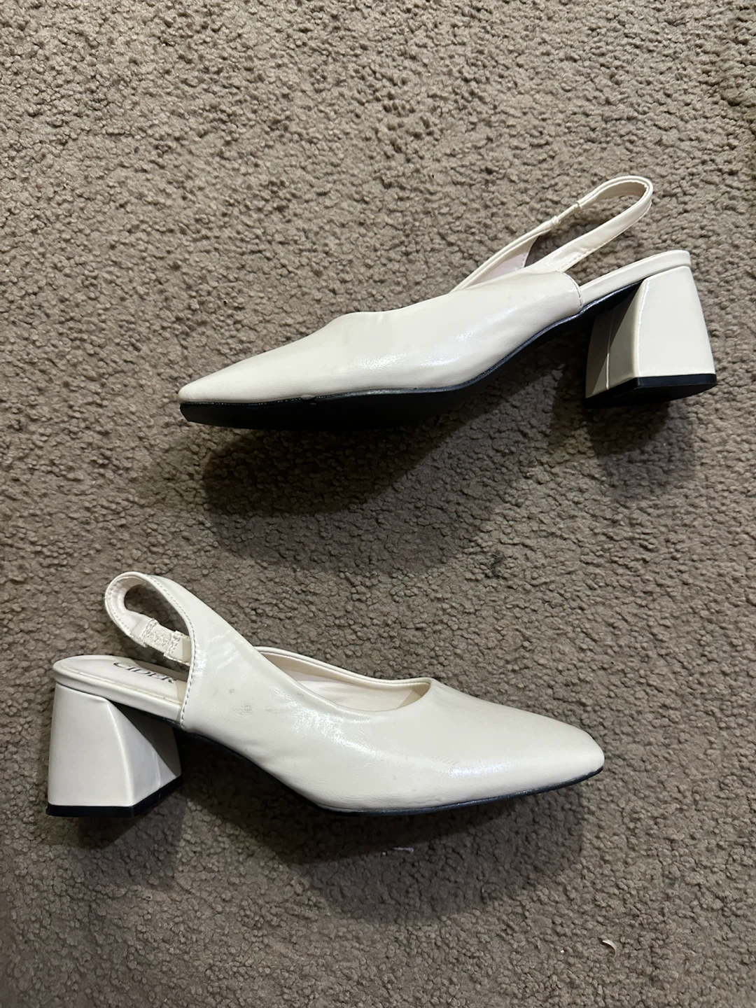 Cream Square-Toe Slingback Heels – Size 7 - photo 3