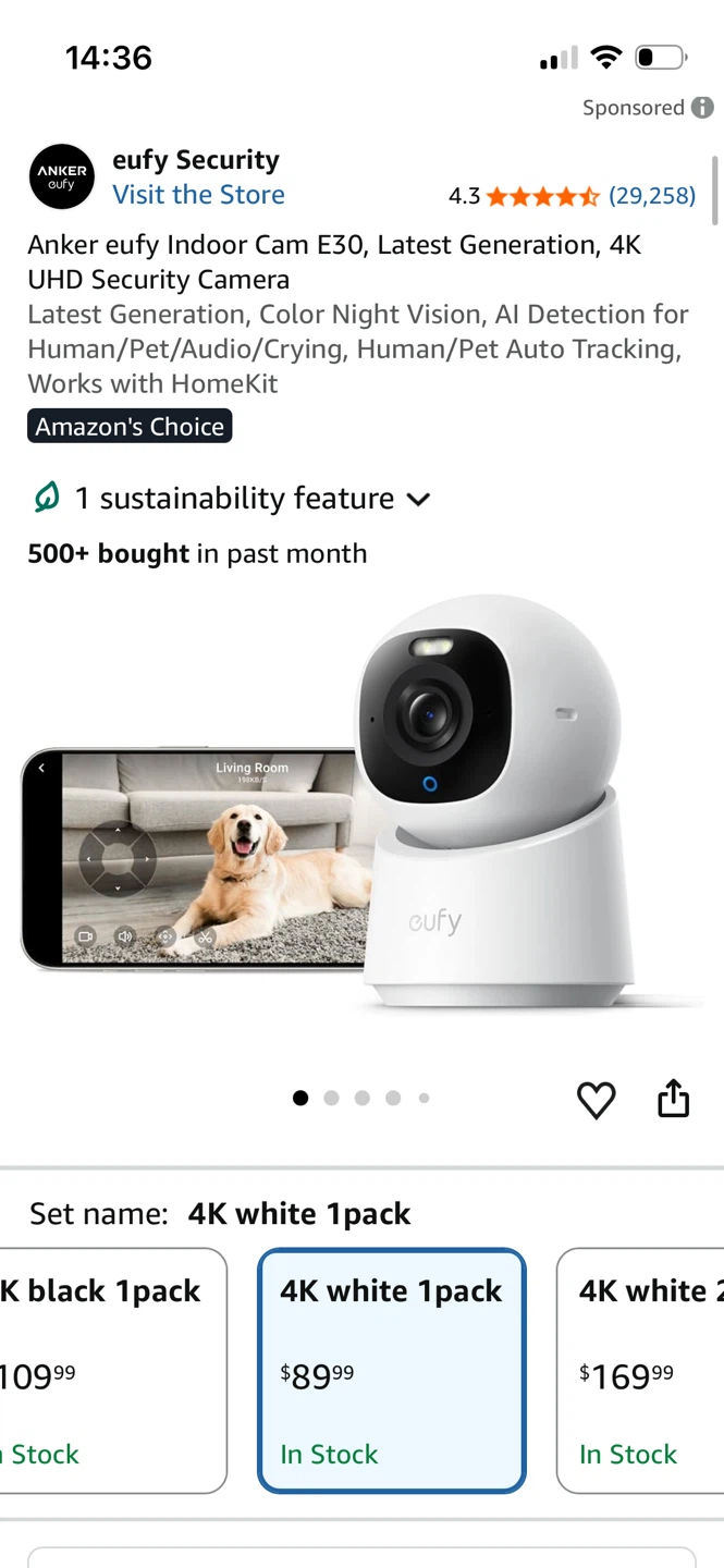 Anker eufy Indoor Cam E30 4K UHD Security Camera - Brand New - photo 4