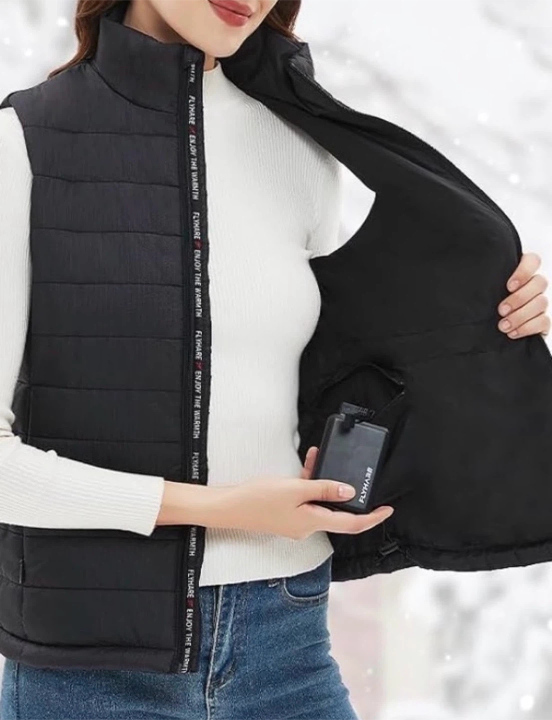 NWOT Flyhare Battery Heated Black Quilted Puffer Vest - photo 3