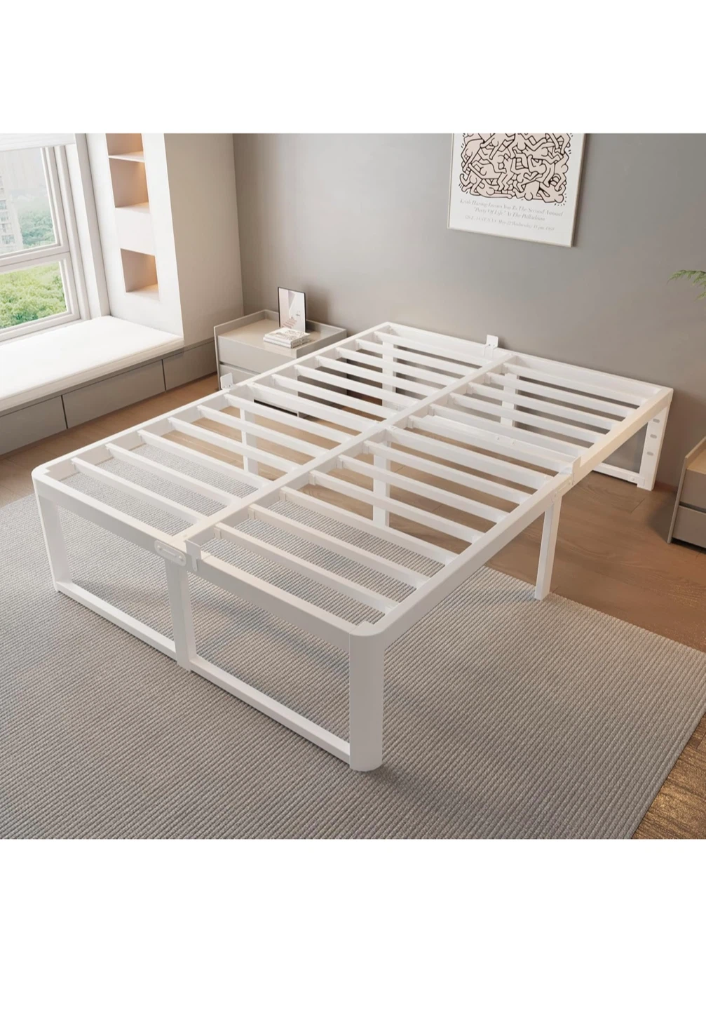 White Metal Queen Bed Frame - photo 2